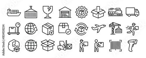 Logistics and Shipping Icons A Comprehensive Set for Global Trade.