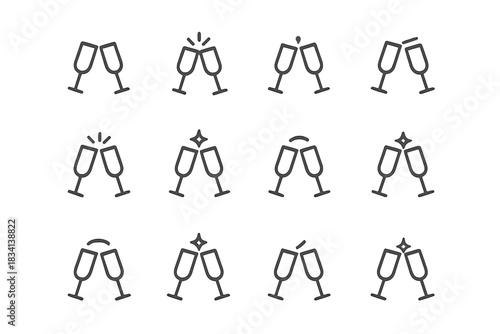 Minimal Toast Icons. Minimal toast icons. Line outline icon set of Minimal toast icons: simple clinking