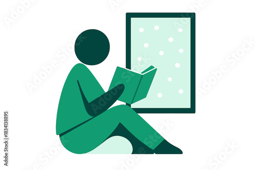 Cozy Indoor Reading. Cozy Indoor Reading. Flat minimalist vector illustration of Cozy Indoor Reading.