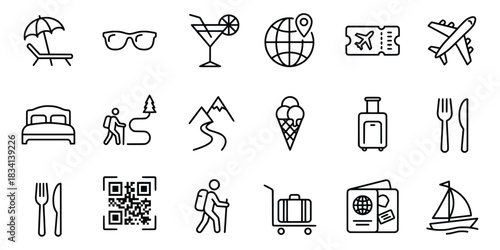 Travel and Vacation Icons A Collection of Essential Symbols.