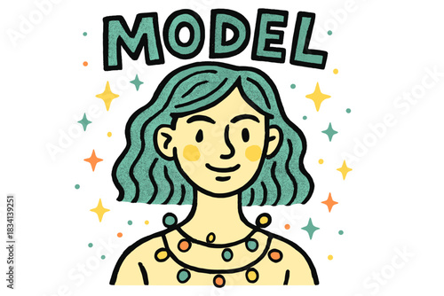 Fairy Lights Fashion. Model with fairy lights. bold doodle lettering, thick black outline, playful marker vibe