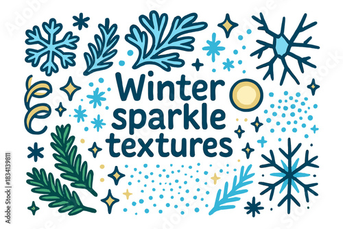 Winter Sparkle Textures. Winter sparkle textures. Hand-drawn doodle illustration of Winter sparkle textures.