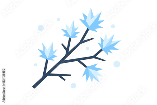 Frozen Geometric Branches. Frozen Branch Scene. Flat minimalist vector illustration of a Frozen Branch Scene.