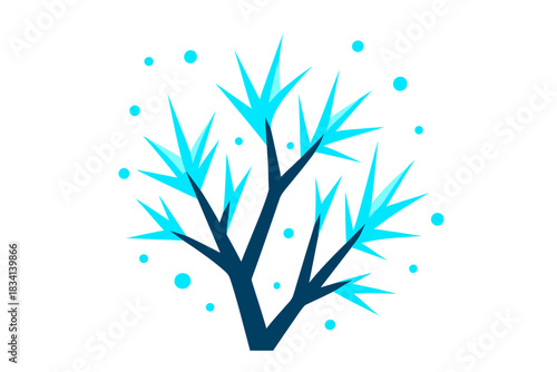 Frosty Branch Illustration. Frosty Branch Scene. Flat minimalist vector illustration of a Frosty Branch Scene.