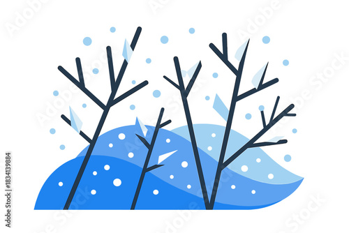 Icy Woodland Branches. Icy Woodland Branches. Flat minimalist vector illustration of Icy Woodland Branches.