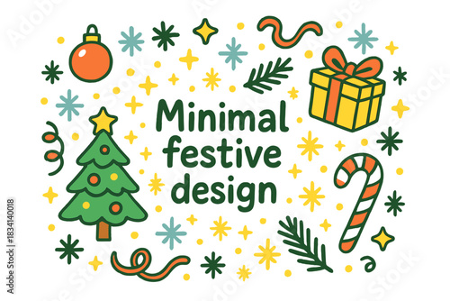 Minimal Festive Illustration. Minimal festive design. Hand-drawn doodle illustration of Minimal festive design