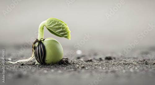 Tender sprout emerges from earth, signifying hope and new beginnings in springtime