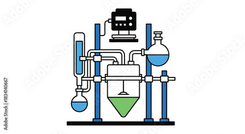 Chemical reactor setup lab equipment illustration for experiment use