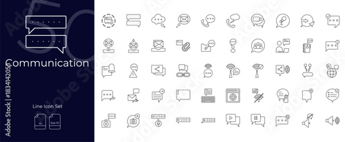 Communication Line Editable Icons set