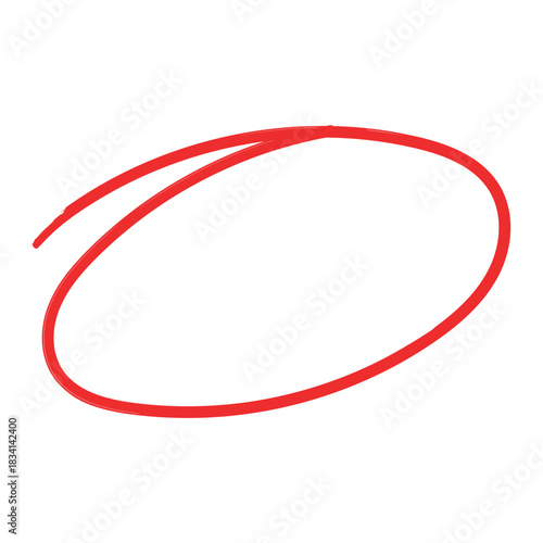 Red brush stroke marker highlight circle, highlighter element