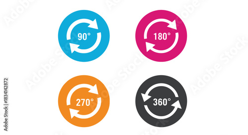 Rotation degree circle arrow vector image set degrees mathematics math