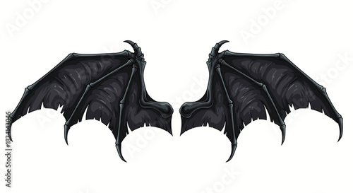 Dark, gothic, or demonic bat-like wings with bone-like structures and tattered edges.