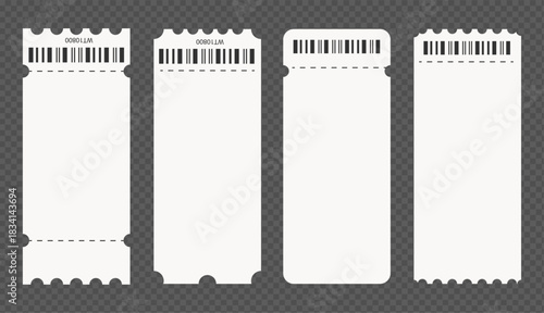Set of empty entrance to the concert ticket templates