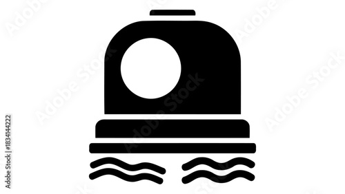 Icon of a modern automated cleaning robot performing its duties with stylized water or air flow elements