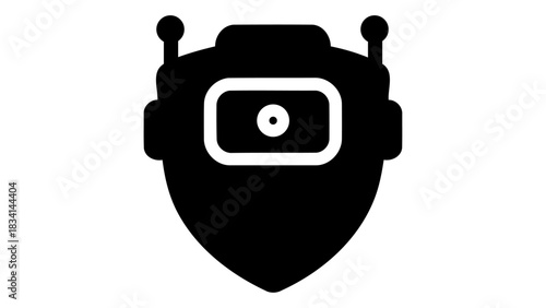 Modern smart security robot icon symbolizing automated surveillance and advanced protection technology