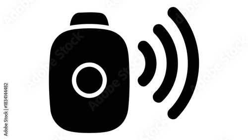 Modern wireless key finder device icon illustrating signal transmission for instant location tracking and recovery
