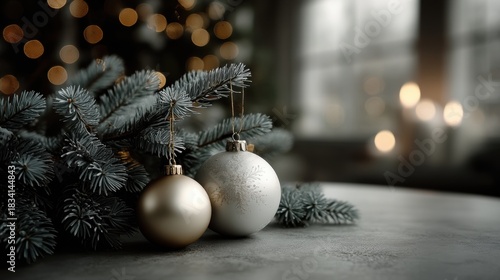 Two Christmas ornaments gold and silver