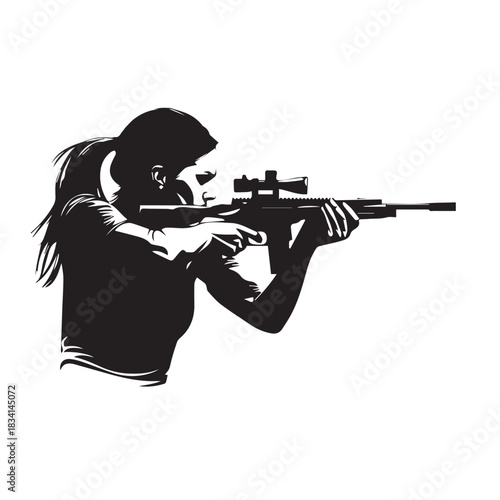 silhouette of a woman with a gun