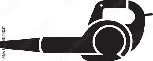 Leaf blower vector outline illustration for gardening and yard work equipment icon on black background