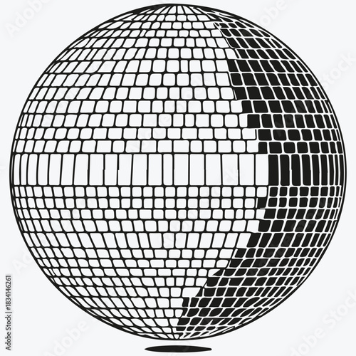 shining disco ball sketch illustration vector