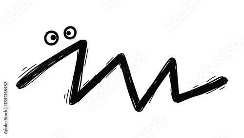 Whimsical Scribble Creature: An eye-catching doodle of a lively scribble creature with simple yet expressive eyes, offering a playful and imaginative visual element.