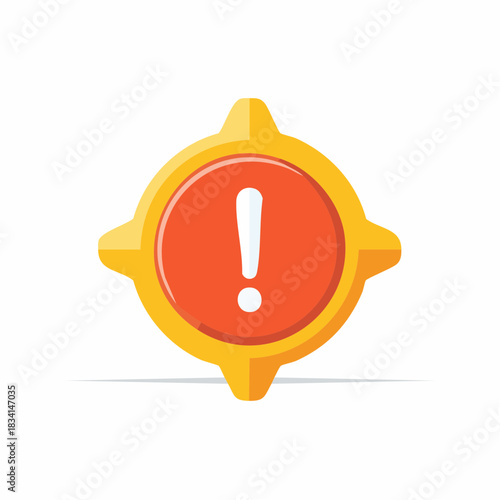 Yellow target icon with red circle and white exclamation mark warning symbol