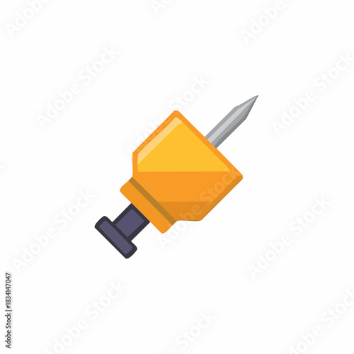 Bright Orange Push Pin with Sharp Metal Point and Dark Cap Attached