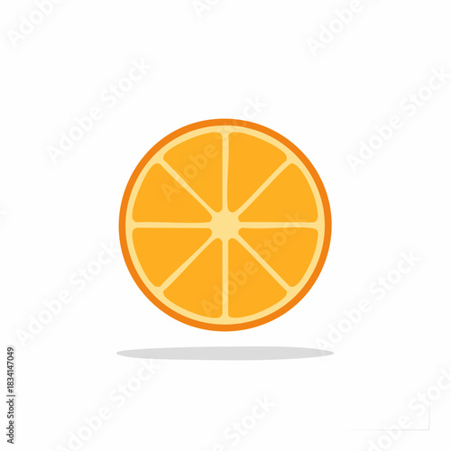 Vibrant Orange Slice Illustration with Segmented Pieces on Clean White Background