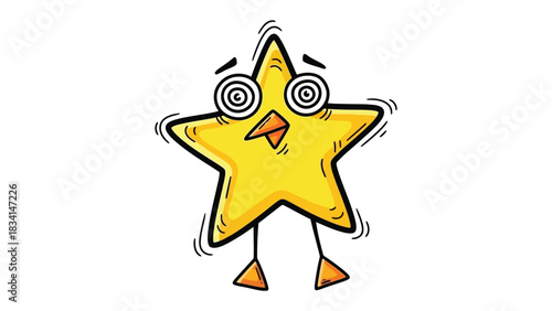 Confused Star Character: A whimsical star character, rendered in vibrant yellow, stands with a look of confusion, capturing a sense of bewilderment.