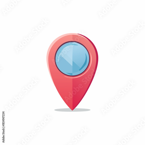 Red location pin with blue circle for marking destinations on maps
