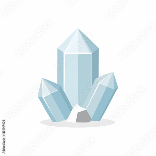 Light blue crystal cluster geometric mineral formation vector illustration