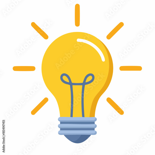 Bright yellow incandescent light bulb with blue filament glowing brightly