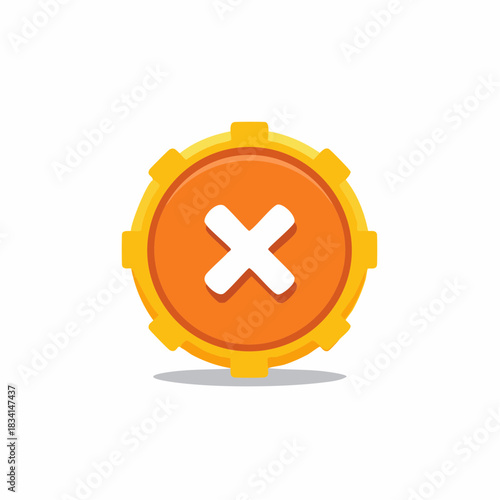 Orange Gear with White X Mark Illustration Graphic
