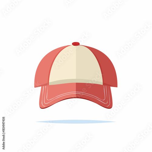 Baseball Cap Illustration Red and Beige Color Scheme
