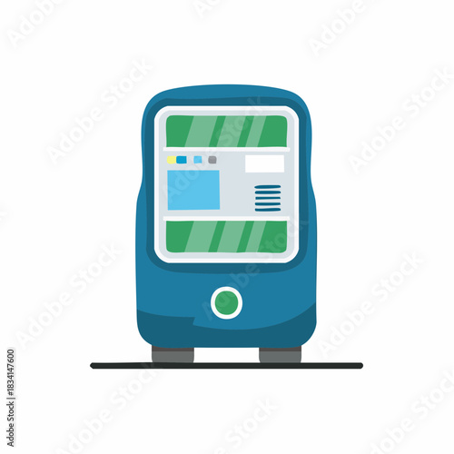 Blue payment terminal vector graphic illustration on a white background isolated