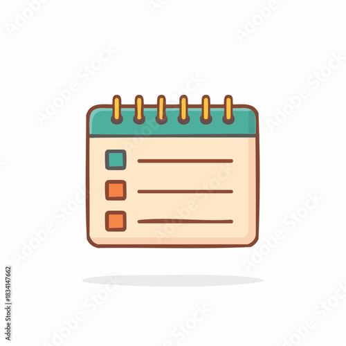 Cute cartoon notepad with a checklist for planning and organizing tasks