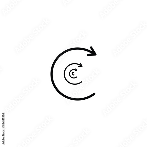 Circular refresh arrows continuous line symbol vector illustration
