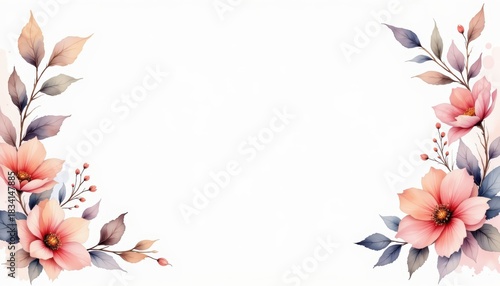 Vibrant watercolor floral frame adorned with pink blooms delicate watercolor illustration featuring beautiful pink flowers artfully arranged in charming frame