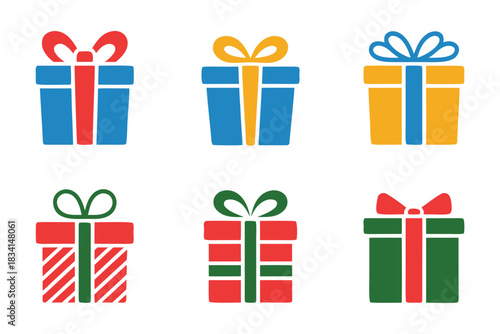 Colorful gift boxes set vector illustration for holidays and celebrations