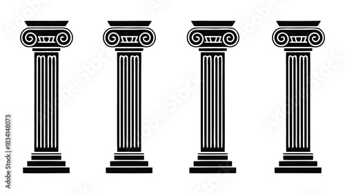 Ancient Greek column illustration with classical architecture style