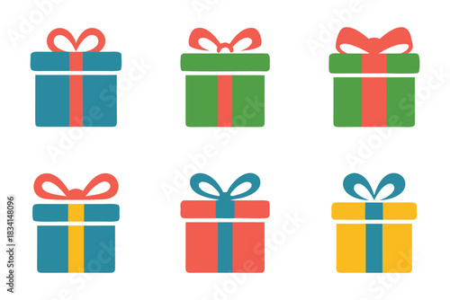 Colorful gift boxes set vector illustration for holidays and celebrations