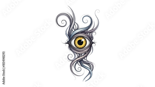 Mystical Eye Illustration: An eye symbol, exuding a sense of mystery and depth, intricately drawn with swirling details, capturing the essence of observation and insight.