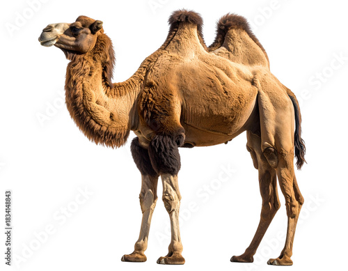Standing Camel Side Profile, Desert Background Removed, Isolated PNG (2)