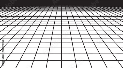 Perspective grid vector background with receding lines creating an illusion of depth on a dark backdrop.