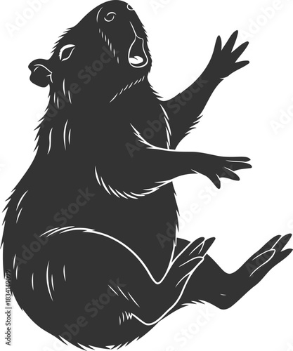 Startled capybara silhouette illustration