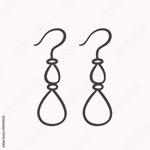 Pearl Earrings Pair Doodle Line Icon Jewelry
