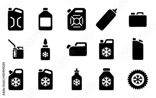Collection of Icons for Automotive Fluids and Winter Care Products