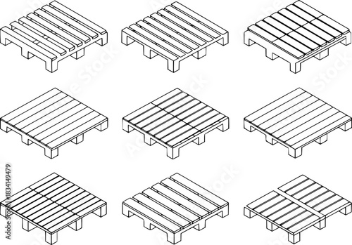 Collection of Isometric Wood Pallet Designs and Variations