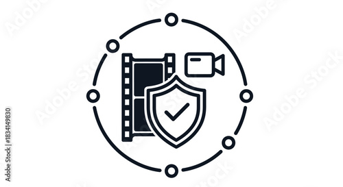 Video security film protection secure content copyright safeguard icon