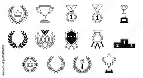 Vector awards achievements icons set graphic design illustration